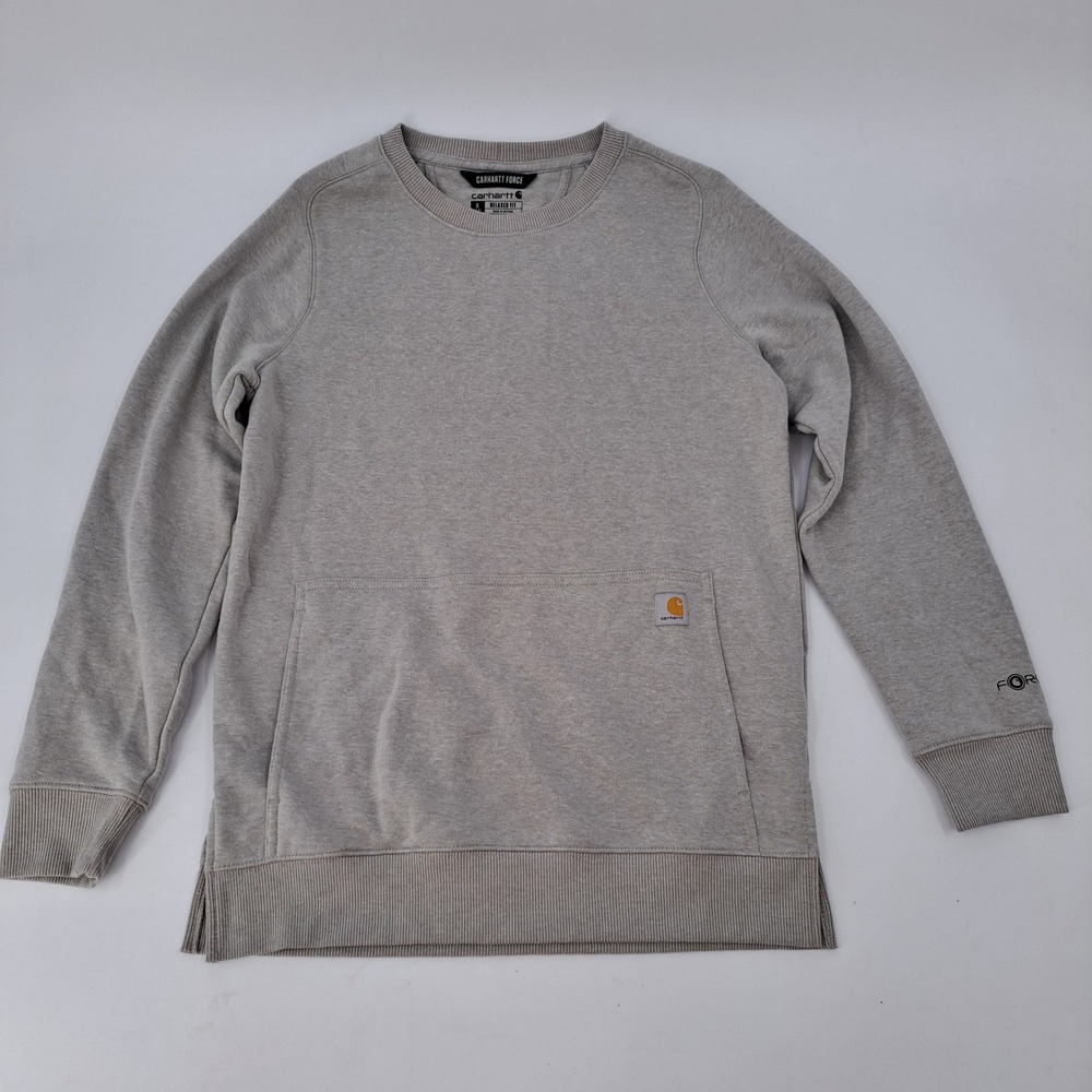 Carhartt Force Sweatshirt Womens S Cotton Poly Heather Gray Kangaroo Pocket
